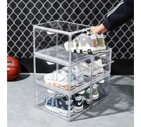 Hygrad Built to Survive Clear Stackable Acrylic Shoe Storage Box With Magnetic Door Sneaker Display Organizer For Trainers, Heels, Collectibles Pack Of 8