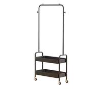 HYGRAD BUILT TO SURVIVE Metal Clothes Rack On Wheels Portable Clothes Rail For Hanging Clothes With Shoe Storage Shelfs Portable Clothes Rack Caddy For Bedroom Wardrobe, Black
