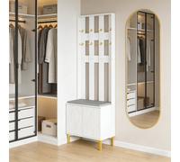 Hygrad Built to Survive Coat Rack Stand With 2 Tier Shoe Storage Bench Clothes Hat Stand Hanger 8 Hooks