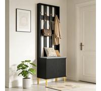 Hygrad Built to Survive Coat Rack Stand With 2 Tier Shoe Storage Bench Clothes Hat Stand Hanger 8 Hooks