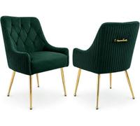 Hygrad Built to Survive Dining Chairs, Accent Chair Set Of 2, Upholstered Kitchen Dining Room Chairs With Gold Legs Fabric Tufted Velvet Living Room Chair