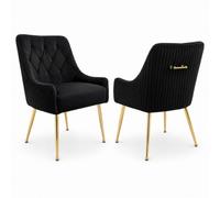 Hygrad Built to Survive Dining Chairs, Accent Chair Set Of 2, Upholstered Kitchen Dining Room Chairs With Gold Legs Fabric Tufted Velvet Living Room Chair
