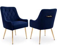 Hygrad Built to Survive Dining Chairs, Accent Chair Set Of 2, Upholstered Kitchen Dining Room Chairs With Gold Legs Fabric Tufted Velvet Living Room Chair