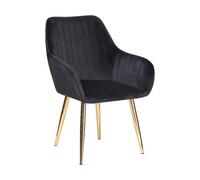 Hygrad Built to Survive Dining Velvet Arm Chair Padded Seat Gold Legs Kitchen Home Office Lounge Chair Black Set Of 2