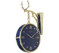 HYGRAD BUILT TO SURVIVE Elegant Deer Head Double-Sided Wall Clock- Timekeeping Elegance and Room Decor in One- A Fusion of Functionality and Stunning Wall Art (Blue)