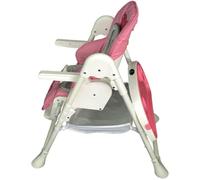 HighChair Feeding Table Padded Seat Folding 3 in 1 Baby Toddler Infant Reclining Height Adjustable Feeding High Chairs with Removable Tray 5 Point Harness Wheels, Recliner 6-36 Months (Pink)