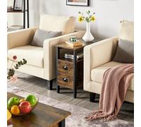 Hygrad Built to Survive Industrial Look Rustic Wooden Narrow Space Saving End Bed Side Coffee Table Nightstand With 2 Drawers
