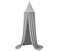 HYGRAD BUILT TO SURVIVE Kids Bed Canopy Round Dome 240cm Canopy for Princess Girls Mosquito Net for Children's Bedroom Nursery Room Decoration Baby Crib (Grey Canopy & Gold Stars)