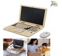 Hygrad Built to Survive Kids Wooden Laptop with Magnetic Board Computer Pretend Roll Play in Brown Hygrad Built to Survive Brown