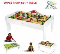 Hygrad Built to Survive Kids Wooden Train & Track Set With 90-Piece Accessories And Multifunctional Play Table Railway Toy Set For Boys & Girls Age