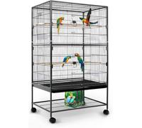 Hygrad Built to Survive Large 132Cm Flight Cage Stand Wheels Rolling Portable Metal Bird Cage Tray For Parrot Cockatiels Quaker Parakeets Green Cheek