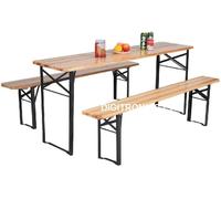 Hygrad Built to Survive Large 3 Piece Wooden Folding Picnic Beer Table Bench Trestle Patio Outdoor Garden Pub Camping furniture Dining Table Set BBQ Hygrad Built to Survive Green