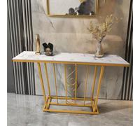 Hygrad Built to Survive Large Marble Effect Sintered Stone With Metal Frame Free Standing Console Table Hallway Entrance Furniture 120 Cm