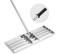 Hygrad Built to Survive Manual Steel Top Soil Grass Compost Spreader Rake Tool Shaker Lawn Levelling Garden Backyard Lawn Leveller Galvanised Aluminium