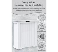 White Large Wooden Shaker Style Laundry Toys Clothes Bin Basket Hamper Storage Lid Laundry Box Wooden Bathroom Storage Basket Cabinet Hamper Multipurpose