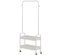 HYGRAD BUILT TO SURVIVE Portable Clothes Rail on Wheels with Shoe Shelves, Heavy Duty Metal Garment Rack, Freestanding Wardrobe Organiser for Bedroom, White