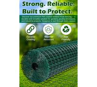 Hygrad Built to Survive PVC Coated Welded Mesh Fence Wire Fencing Guard Barrier Netting 1" Sq in Green Hygrad Built to Survive Green