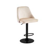 Hygrad Built to Survive Set of 2 Breakfast Velvet Bar Stools Swivel Gas Lift Rest Chair Kitchen Barstool in Cream Hygrad Built to Survive Cream