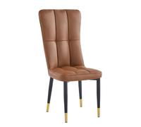 Hygrad Built to Survive Set of 2 Dining Chairs Modern Leather High Back Sturdy Chrome Legs Office/Cafe/Hotel in Brown Hygrad Built to Survive Brown
