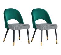 Hygrad Built to Survive Set of 2 Dining Chairs Velvet Padded Seat Metal Legs Kitchen Chair Home Office Set in Green Hygrad Built to Survive Green