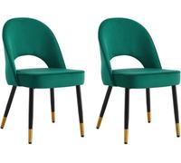 Hygrad Built to Survive Set of 2 Modern Velvet Dining Chairs Seat Padded Metal Legs Kitchen Home Office in Green Hygrad Built to Survive Green