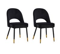 Hygrad Built to Survive Set of 2 Modern Velvet Dining Chairs Seat Padded Metal Legs Kitchen Home Office in Black Hygrad Built to Survive Black