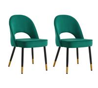 Hygrad Built to Survive Set of 2 Modern Velvet Dining Chairs Seat Padded Metal Legs Kitchen Home Office in Green Hygrad Built to Survive Green