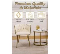 Hygrad Built to Survive Set Of 2 X Luxury Velvet/metal Upholstered Seat Woven Dining Kitchen Home Restaurant Bar Pub Stool Chair (Cream/gold)