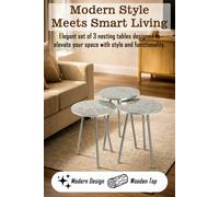 Hygrad Built to Survive Set Of 3 Round Wood/Metal Nesting End Grey Coffee Bedside Tables Hygrad Built to Survive Grey