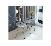 Hygrad Built to Survive Set Of 3 Round Wood/Metal Nesting End Stacking Coffee Bedside Tables in Grey Hygrad Built to Survive Grey