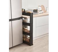 Hygrad Built to Survive Slim Slide Out Kitchen Trolley Rack Holder Storage Shelf Organiser Moving Wall Cabinets Tower Holder Rack On Wheels 4 Tier - Black