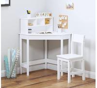 Hygrad Built to Survive White Study Table & 1 Chairs for Kids Unisex Xmas, Wooden Study Desk w/ Chair for Children, Writing Desk w/ Storage & Hutch Hygrad Built to Survive White