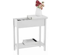 Hygrad Built to Survive Wooden Narrow Flip Top Sofa Bed Side End Table Night Stand w/ Shelf, Slim Bedside Flip Top End, Couch Arm Chair Side w/ Hygrad Built to Survive White