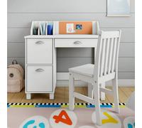 Hygrad Built to Survive Wooden White Study Desk For Children With Chair And Drawers, Gift For Ages 5-14 Computer Desk Home School Student Study Pc Writing