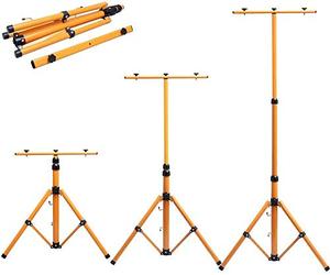 HYGRAD® Floodlight Tripod Stand, Twin Head -Could Mount 1 to 2 Lights, Portable Telescopic Outdoor Lamp Stand 160cm