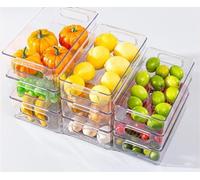HYGRAD Fridge Organiser Boxes - Stackable Refrigerator Organiser Bins - Clear Freezer Cupboard Storage Boxes - Pantry Tidy - BPA Free (Pack of 9 Containers)
