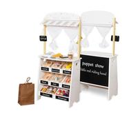 HYGRAD® Kids Grocery Store Playset,Pretend Play Store Toy & Wooden Supermarket Shopping Cart with Toy Cash Register, Play Money & Blackboard;26PCS Food Toys Shop for 3+ year