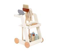 HYGRAD Kids Wooden Cleaning Set Toy Cart Kids Role Play Janitor Cleaning Set Household Pretend Play Childrens Toy Gift Ages 3+ (Design 2)