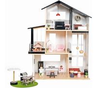 HYGRAD® Kids Wooden Doll House Play Set With Furniture & Accessories Pretend Play Villa Penthouse Doll Sets For Role Play Kids Aged 3 Years + (Design 6)