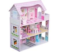 HYGRAD® Kids Wooden Doll House Set With Furniture & Accessories Pretend Play Cottage & Penthouse Doll Sets For Role Play Kids Aged 3 Years + (Design 2)
