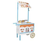 HYGRAD Kids Wooden Food Cart Ice Cream Shop Toy Childrens 3+ Burger Cart Pretend Play Toy With Accessories Large Gift Play Set Gift For Kids