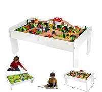 HYGRAD® Kids Wooden Table Create Own City Vehicle Car Train Track Activity Table For Kids Childs Boys & Girls Play Toy Set