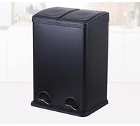 HYGRAD Kitchen Bin Recycling Bin For Kitchen Stainless Steel Triple Compartment Food Waste Bin Removable Inner Bins Kitchen Waste Compartment Bin (40L Black)