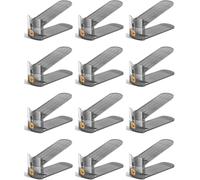 HYGRAD Pack Of 12 Shoe Organisers Acrylic Slots Shoe Storage Organiser 3 Level Heights Shoe Cabinet Organisers Non Slip Shoe Rack Slots For All Shoe Types (Black)