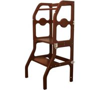 HYGRAD Toddlers Step Stool Table Set Kids Step Frame Kitchen Nursery Step Stool Wooden 2 in 1 Table & Bench Set & High Step Stool Nursery Furniture (Brown)