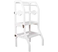 HYGRAD Toddlers Step Stool Table Set Kids Step Frame Kitchen Nursery Step Stool Wooden 2 in 1 Table & Bench Set & High Step Stool Nursery Furniture (White)