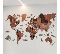 HYGRAD® Wall Art Of World Map 3D Vintage Decorative Wall Art Adhesive Stick On Wall World Map Travellers & Tourism Gift Living Room Wall Art (XXL (300cm x 180cm))