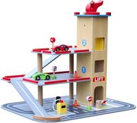 HYGRAD® Wooden 3 Storey Garage Pretend Toy Kids Educational Toy Vehicle Car Role Play Gift Set Best For Birthday Xmas + Accessories
