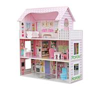HYGRAD Wooden Kids Doll House All in 1 With Furniture & Staircase Perfect for Girls, 3-8 Years Old