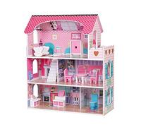 HYGRAD Wooden Kids Doll House All in 1 With Furniture & Staircase Perfect for Girls (Design 1)